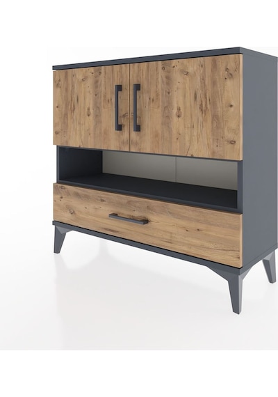 Arges Şifonyer 3 Raflı Tek Çekmeceli 2 Kapaklı 88x30x80 Antrasit-çam Antrasit