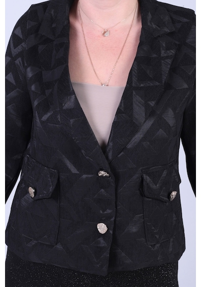Armonika Kadın Siyah Erkek Yaka Kare Cepli Crop Ceket Arm-26k001086
