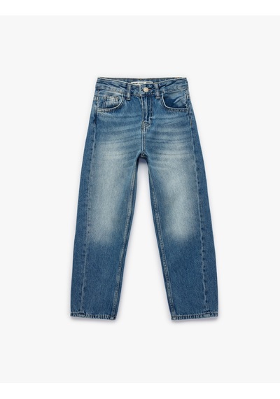 Koton Pamuklu Cepli Rahat Kesim Denim Pantolon Orta İndigo 7wkb40011td