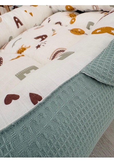 %100 Pamuk Çift Katlı Çift Kullanımlı Anne Yanı Yatağı Güneş 40 x 90 x 10 CM