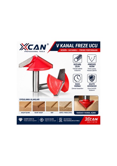 32 Mm 60 V Kanal Freze Ucu 6 Mm Sap Ahşap V Oluk Açma Frezesi