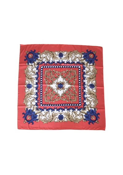 Tikitonki Çiçek Desenli Saten Pudra Pembe Eşarp - 90x90 Pembe Pembe