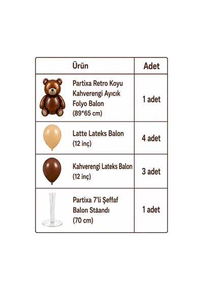 Saremset Retro Ayıcık Folyo Balonlu Doğum Günü Parti Seti-standlı Kahverengi Ve Latte Balon İle Teddy Bear Konsepti Tüm Yaşlar