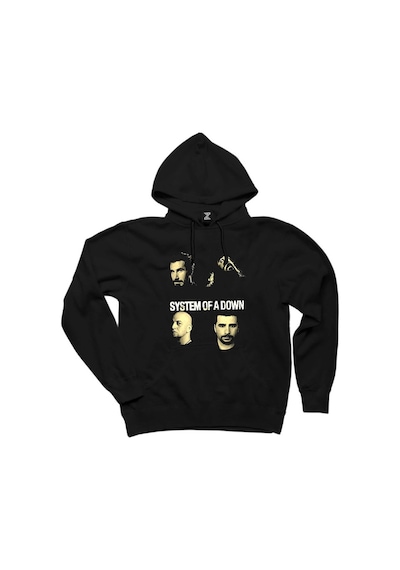 System of a Down Grup Face Siyah Kapşonlu Sweatshirt Hoodie Siyah