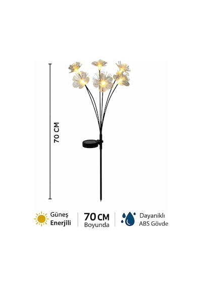 Solar 8 Çiçekli Bahçe Aydınlatması, Güneş Enerjili Led Dekoratif Çiçek Lamba, Suya Dayanıklı Dış Mekan Bahçe Yolu Peyzaj Işığı Sarı