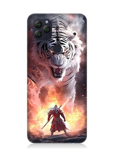 General Mobile Gm 22 Uyumlu Beyaz Kaplan Ve Samuray Desenli Silikon Kılıf