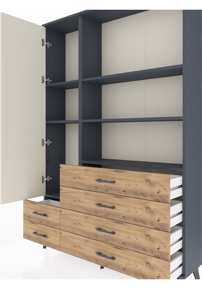 Arges Dolap 7 Raflı 6 Çekmeceli Tek Kapaklı 132x30x195 Antrasit-aytaşı/çam Aytası/atlas Çam Arges Dolap 7 Raflı 6 Çekmeceli Tek Kapaklı 132x30x195 Antrasit-aytaşı/çam Aytası/atlas Çam