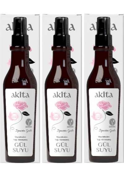 Akita Doğal Yağı Alınmamış Gül Suyu 3 x 250 ML
