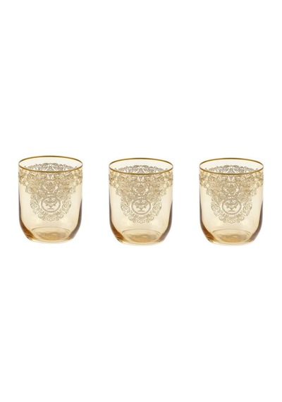Bohemia Queen Meşrubat Bardak Amber Mat Altın 6 'lı