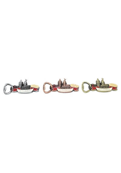 Metal İstanbul Temalı Yöresel Magnet Açacak Model 3 Çok Renkli