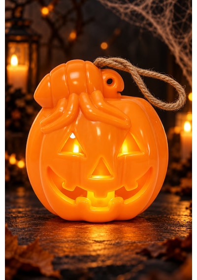 Led Bal Kabağı Figürü 9 Cm Turuncu Halloween Cadılar Bayramı Asılabilir Dekoratif Parti Süsü Renkli