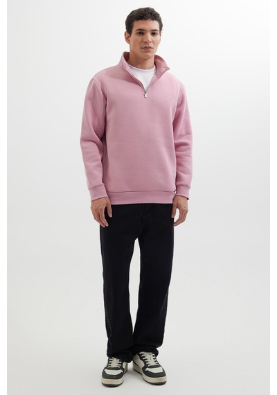 Tudors Unisex Relax Fit Rahat Kesim Pamuklu İçi Polarlı Yarım Fermuarlı Lila Dik Yaka Sweatshirt-35168 Lila Tudors Unisex Relax Fit Rahat Kesim Pamuklu İçi Polarlı Yarım Fermuarlı Lila Dik Yaka Sweatshirt-35168 Lila