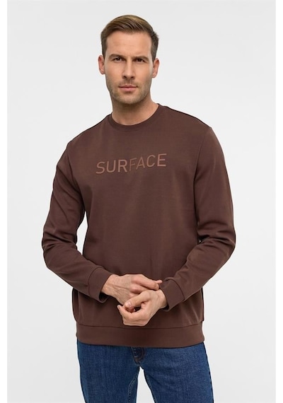 Süvari Koyu Kahve Regular Düz Bisiklet Yaka Sweatshirt Koyu Kahverengi