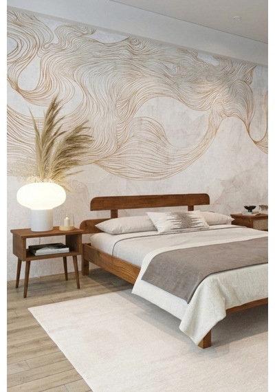 Renazzo Lotus Masif Ahşap Karyola Ve 2 Adet Komodin Ceviz 180x200 Ceviz - 180 X 200