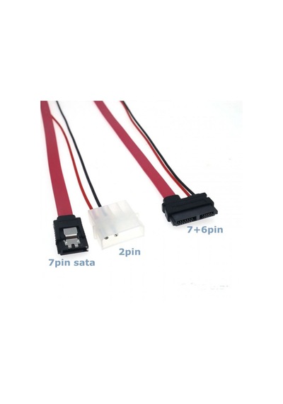 7 Pin Sata Data Molex Power To 7+6 13 Pin Slimline Kablo 40cm