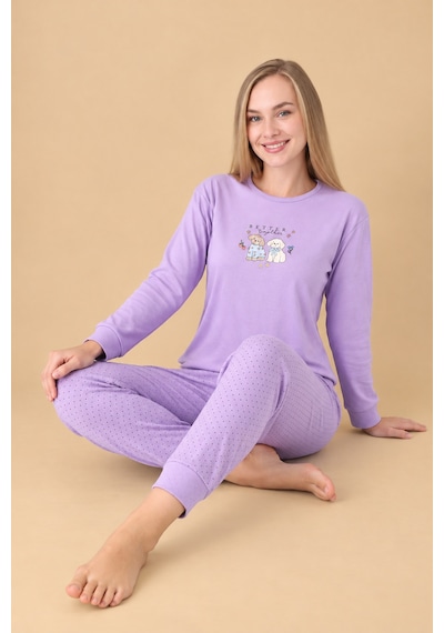 Wordex Fawn 6002 İnterlok Sevimli Köpek Desenli Kışlık Ev Kadın Pijama Takımı Lila Wordex Fawn 6002 İnterlok Sevimli Köpek Desenli Kışlık Ev Kadın Pijama Takımı Lila