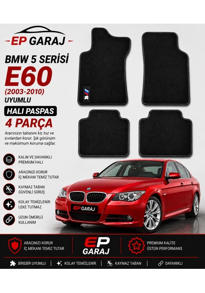 Bmw 5 Serisi E60 2003 2010 Uyumlu Halı Paspas Kalın Tip 4 Parça