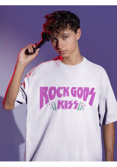 Kiss Rock Metal Sırt Baskılı Unisex Oversize Müzik Grubu Tişört Beyaz