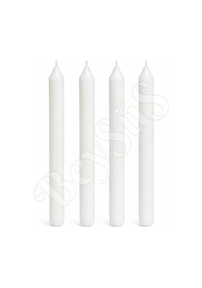Beyaz Uzun Şamdan Mumu 25 Cm - Yılbaşı Ve Romantik Yemek Masası Mumu 4 Adet