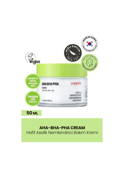 Yeppda Akneli Ciltler İçin Hafif Asidik Nemlendirici Bakım Kremi Yeppda AHA BHA PHA Cream 50 ML