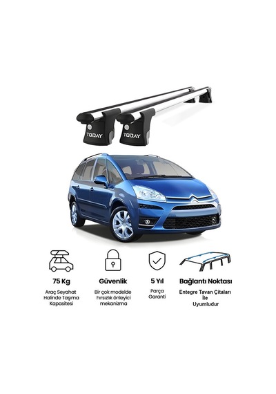 Trio-ı Citroen C4 Grand Picasso 2007-2013 Uyumlu Kilitli Ara Atkı 135cm Port Bagaj Tavan Barı