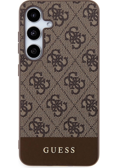 Galaxy S24 Uyumlu Kılıf Guess Lisanslı Pu Deri Şerit Logo Dizaynlı Kapak Siyah