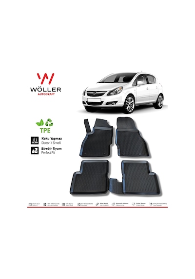 Opel Corsa D Paspas 2006 - 2014 Arası 3D Havuzlu Wöller Paspas Opel Corsa D Paspas 2006 - 2014 Arası 3D Havuzlu Wöller Paspas