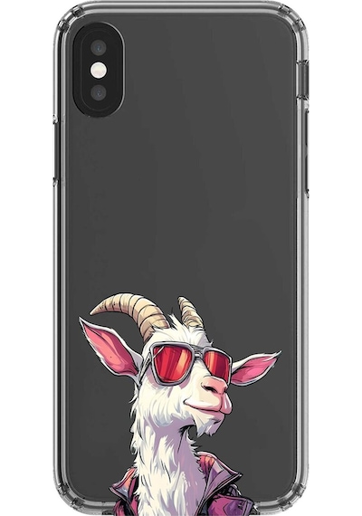 Apple Uyumlu iPhone X Şeffaf Kılıf Cool Keçi Tasarımlı