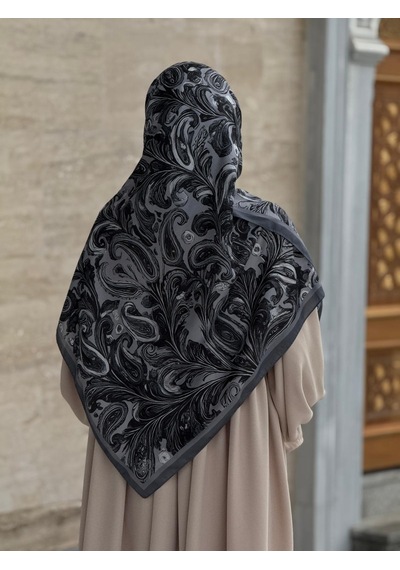 Qalortex Scarf Pamuklu Soft Açelya Desen Eşarp-siyah