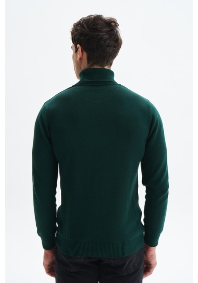 AR-MA Arma Erkek Slim Fit Likralı Akrilik Kumaş Boğazlı Yaka Triko Kazak K0kro0862 Yeşil