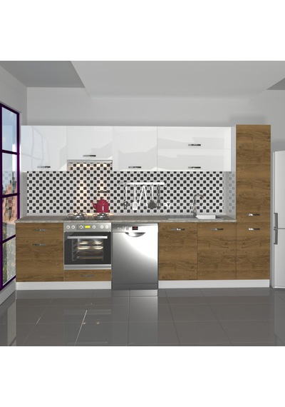 Decoraktiv Elite 325y Ankastre Fırın Modüllü Mdf Hazır Mutfak Dolabı - Tezgah Dahil - Pera - Beyaz Beyaz - Meşe Decoraktiv Elite 325y Ankastre Fırın Modüllü Mdf Hazır Mutfak Dolabı - Tezgah Dahil - Pera - Beyaz Beyaz - Meşe