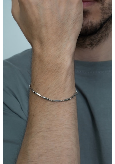 Küp Üçgen Model Çelik Künye Erkek Bileklik Zincir Eck38B Beyaz