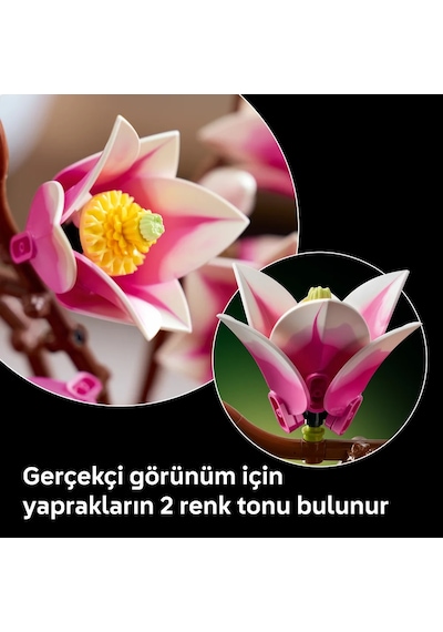 LEGO® Botanicals Manolya Dalları 11510 - Yetişkinler için Çeşitli Detaylar İçeren Çiçek Buketi Model Yapım Seti (435 Parça)