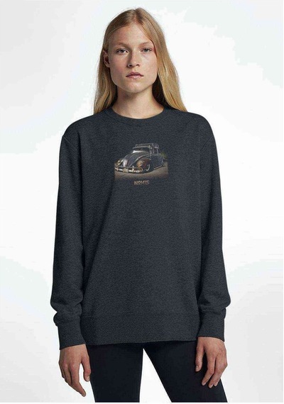 Free Old Car W V Nostalji Baskılı Füme Antrasit Kadın Sweatshirt