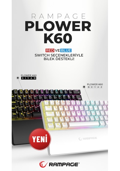 Rampage Plower K60 Blue Switch Kablolu 12 Işık Modlu Mekanik Oyuncu Klavye
