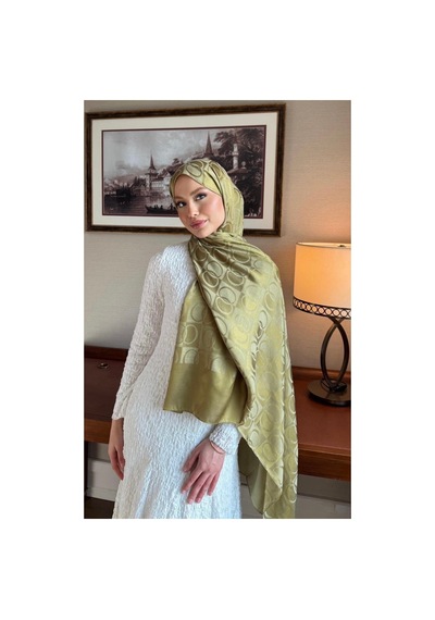Ardün Hijab Halka Desen Pamuklu Şal Yağ Yeşili Şık Ve Modern Tesettür Şal Haki - 936527278 Haki