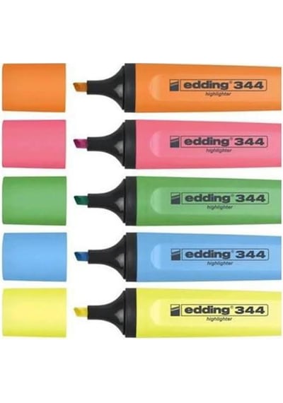 Edding Fosforlu Kalem E-344 5 Li Paket Çok Renkli