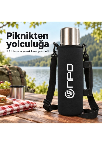 Npo Nt01 2 Katman Vakum Teknolojili 24h Sıcak 48h Soğuk 72h Buzlu Koruma Çelik Termos Siyah Kılıflı
