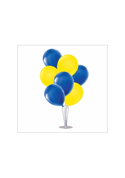 Ayaklı Balon Standı 7li Set, 7 Adet Taraftar Sarı-lacivert Balon Çok Renkli