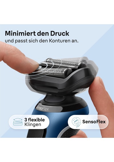 Easyclick Sakal Kesme Aparatlı Braun Series 6 Elektrikli Tıraş Makinesi, Sensoflex Erkek Elektrikli Tıraş Makinesi, Islak Ve Kuru, Erkeğe Hediye, Almanya'da Üretilmiştir, 61-b1500s, Mavi