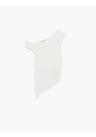 Koton Slim Fit Bürümcük Asimetrik Kolsuz Bluz Ekru 6sal30020ık Ekru