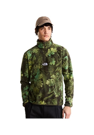 The North Face M Novelty Logo Glacıer 1/4 Zıp - Prınt Erkek Outdoor Çeyrek Fermuarlı Polar Üst Nf0a8jk8ss11 Yeşil