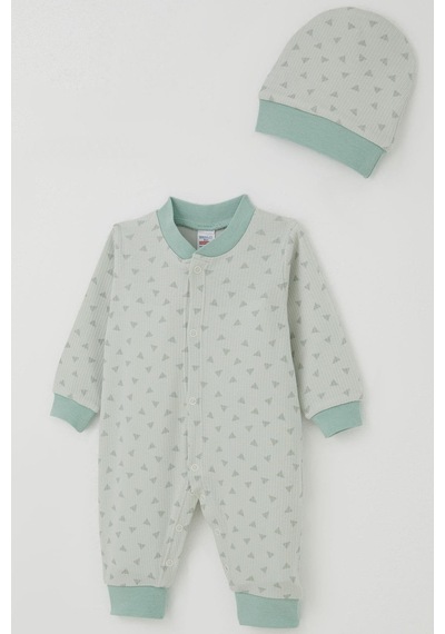 Breeze Erkek Bebek Tulum Mini Üçgenler Desenli 0-6 Ay, Su Yeşili Su Yeşili