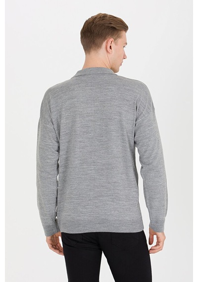 U.S. Polo Assn. Erkek Polo Yaka Triko Kazak 50257694-vr086 Gri Melanj