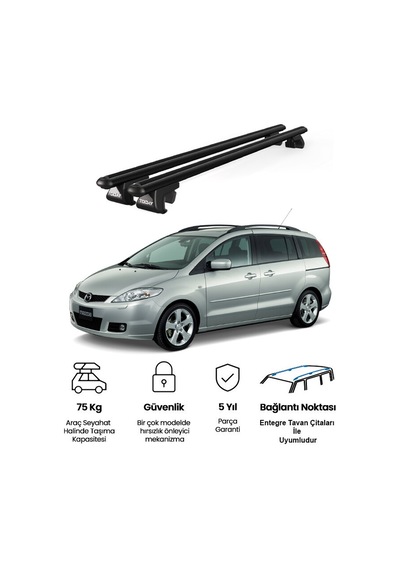 Venüs Mazda 5 2005-2010 Uyumlu Siyah Ara Atkı Port Bagaj Tavan Barı