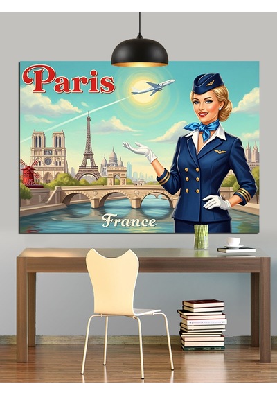 Paris Polis Memuru Kadın Dekoratif Kanvas - Mdf Ahşap Tablo