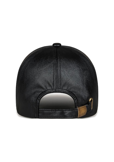 Valkyrie Erkek Siyah Deri Şapka Kavisli Siperlikli Ayarlanabilir Spor Günlük Baseball Cap