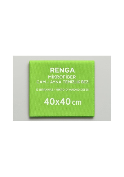 Yeşil Renga Mikrofiber Cam - Ayna Temizlik Bezi 40x40 Cm İz Bırakmaz / Mikro Baklava Desenli