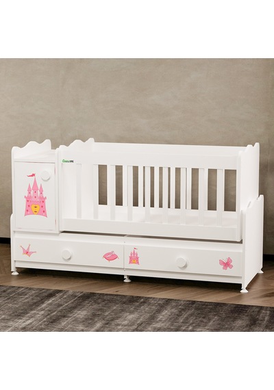 Garaj Home Pırlanta Prenses Uzayan Dolaplı Beşik Beyaz