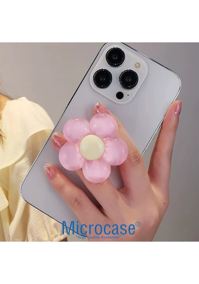 Microcase 3d Çiçek Tasarımlı 3m Yapıştırmalı El Parmak Tutucu Cep Telefonu Tutacağı Popsocket - Al5246 Sarı